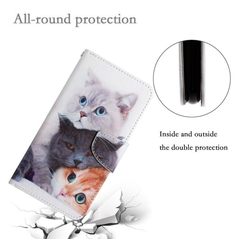 Folio-hoesje voor Xiaomi Redmi Note 11 Pro Plus 5G Stapel Lanyard Cats