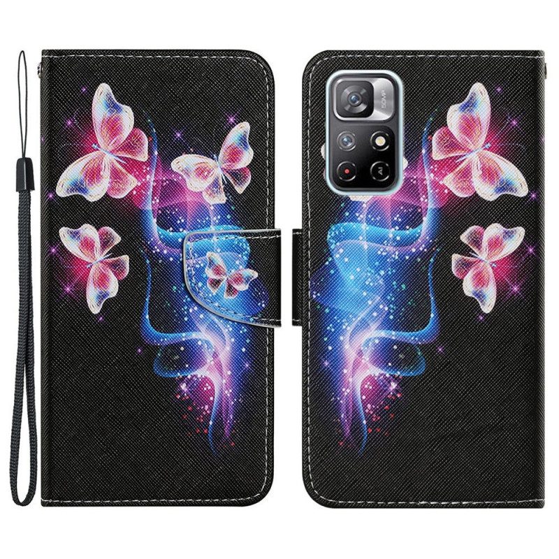 Folio-hoesje voor Xiaomi Redmi Note 11 Pro Plus 5G Vlinders En Lanyard