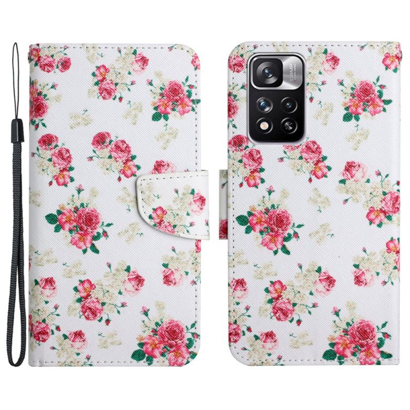 Folio-hoesje voor Xiaomi Redmi Note 11 Pro Plus 5G Vrijheid Koninklijke Bloemen