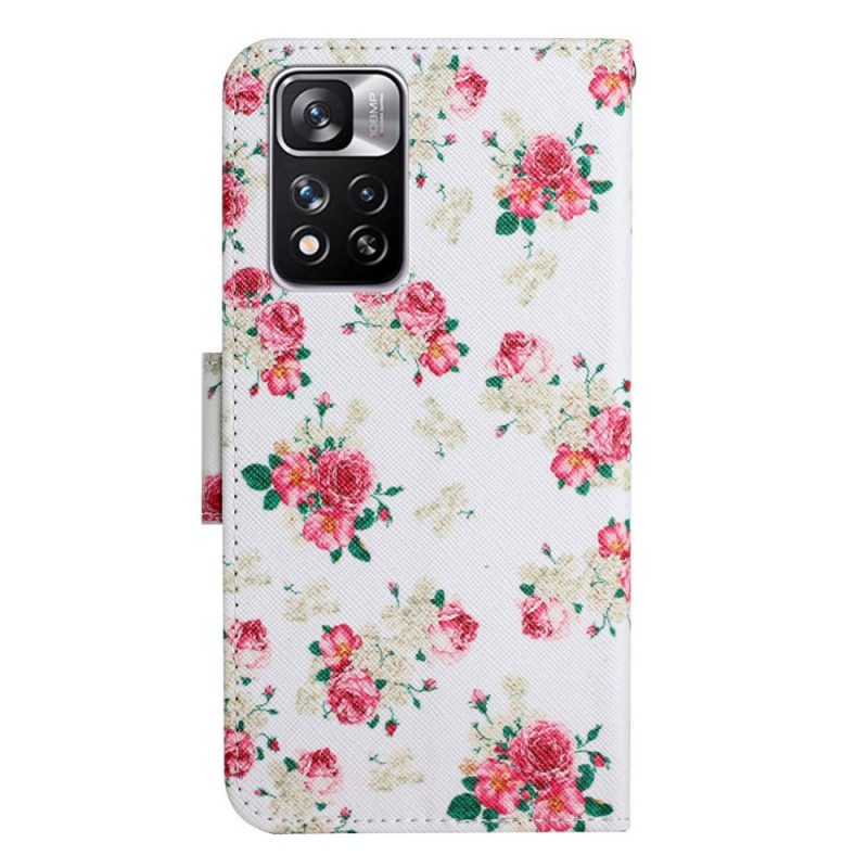 Folio-hoesje voor Xiaomi Redmi Note 11 Pro Plus 5G Vrijheid Koninklijke Bloemen