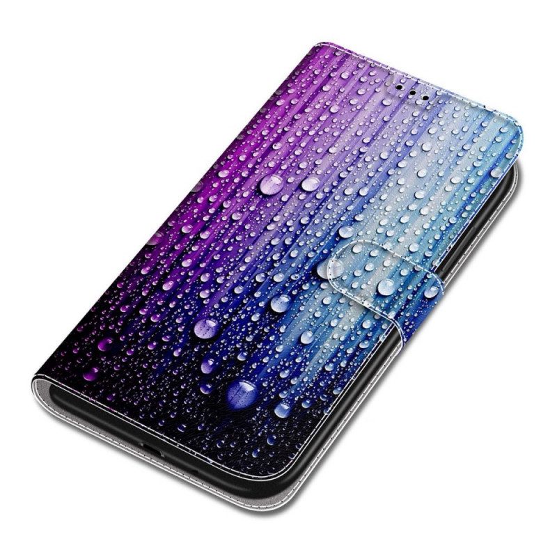 Folio-hoesje voor Xiaomi Redmi Note 11 Pro Plus 5G Waterdruppels Met Lanyard