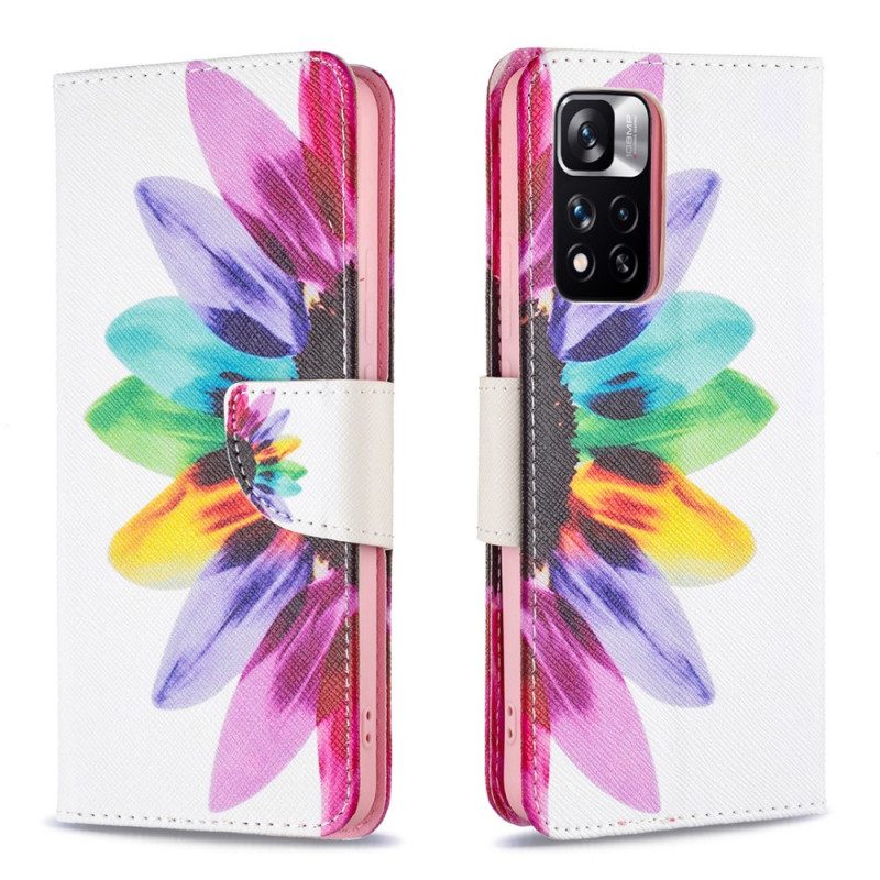 Folio-hoesje voor Xiaomi Redmi Note 11 Pro Plus 5G Waterverf Bloem