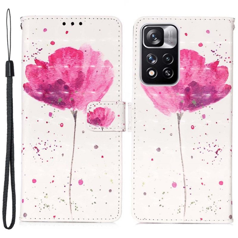 Hoesje Leren Hoesje voor Xiaomi Redmi Note 11 Pro Plus 5G Aquarel Papaver