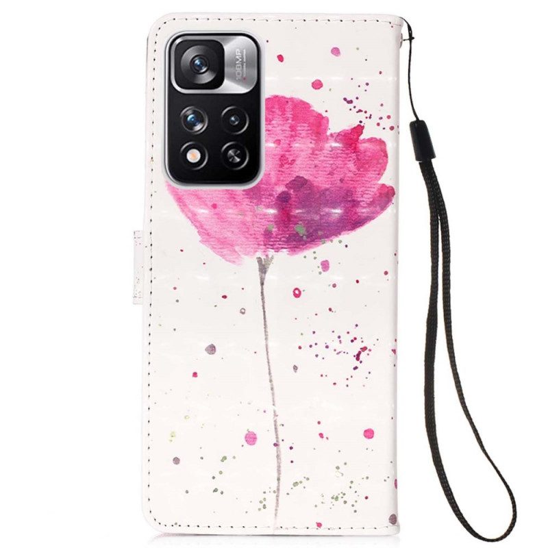 Hoesje Leren Hoesje voor Xiaomi Redmi Note 11 Pro Plus 5G Aquarel Papaver