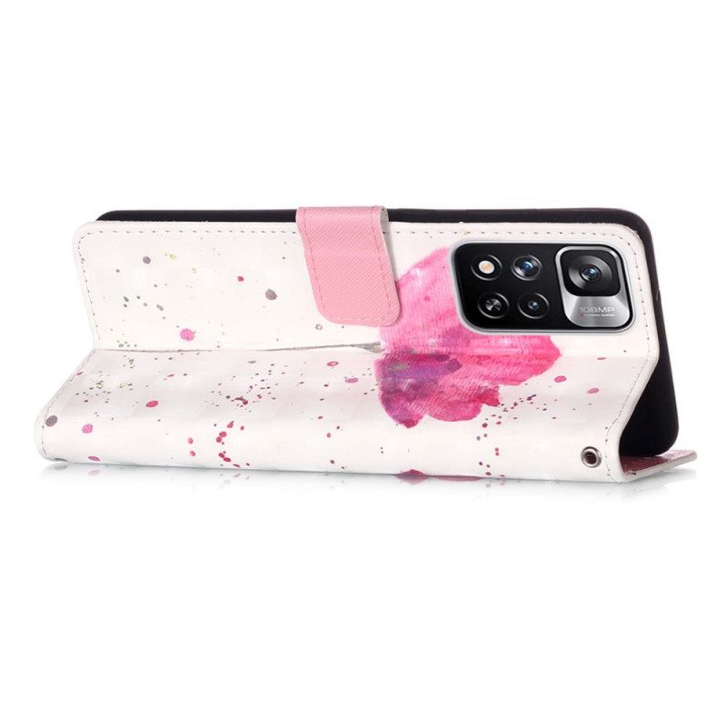 Hoesje Leren Hoesje voor Xiaomi Redmi Note 11 Pro Plus 5G Aquarel Papaver