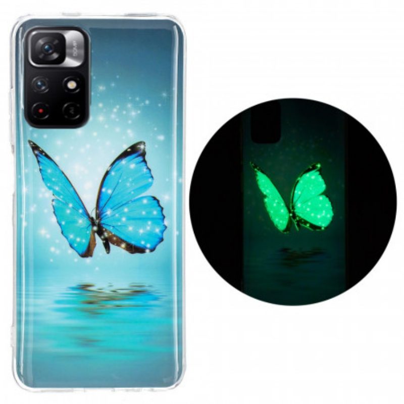 Hoesje voor Xiaomi Redmi Note 11 Pro Plus 5G Fluorescerende Blauwe Vlinder