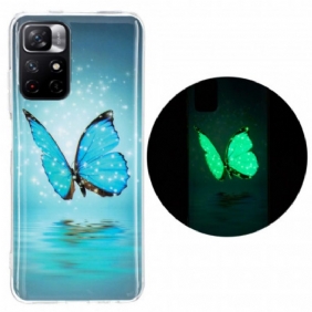 Hoesje voor Xiaomi Redmi Note 11 Pro Plus 5G Fluorescerende Blauwe Vlinder