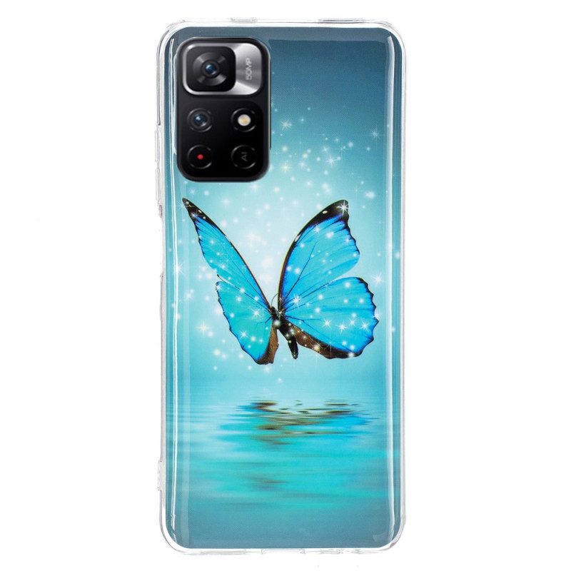 Hoesje voor Xiaomi Redmi Note 11 Pro Plus 5G Fluorescerende Blauwe Vlinder