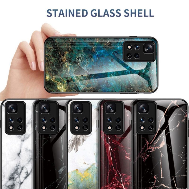 Hoesje voor Xiaomi Redmi Note 11 Pro Plus 5G Marmeren Kleuren Gehard Glas