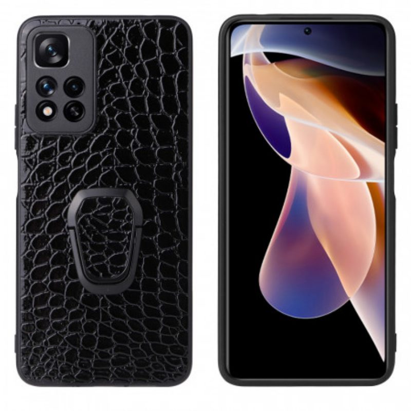 Hoesje voor Xiaomi Redmi Note 11 Pro Plus 5G Ringbeugel In Krokodilstijl