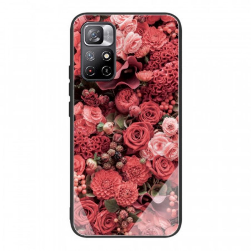 Hoesje voor Xiaomi Redmi Note 11 Pro Plus 5G Rose Bloemen Gehard Glas