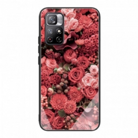 Hoesje voor Xiaomi Redmi Note 11 Pro Plus 5G Rose Bloemen Gehard Glas