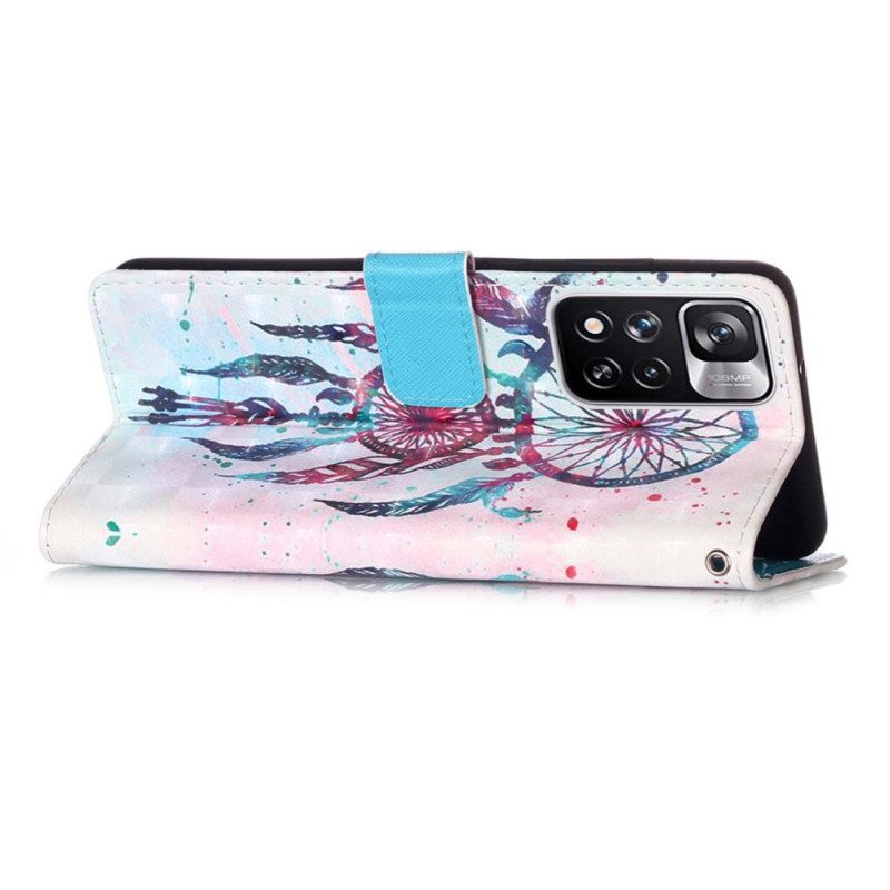 Leren Hoesje voor Xiaomi Redmi Note 11 Pro Plus 5G Aquarel Dromenvanger