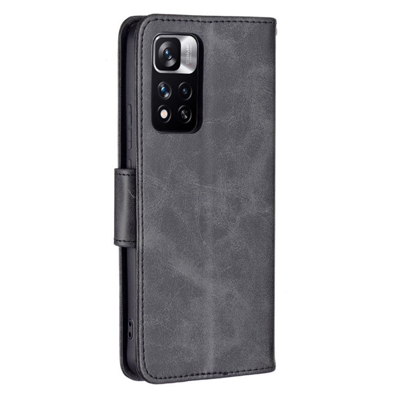 Leren Hoesje voor Xiaomi Redmi Note 11 Pro Plus 5G Gladde Schuine Sluiting