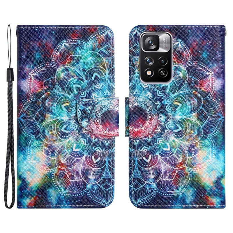 Leren Hoesje voor Xiaomi Redmi Note 11 Pro Plus 5G Met Ketting Flitsende Strappy Mandala