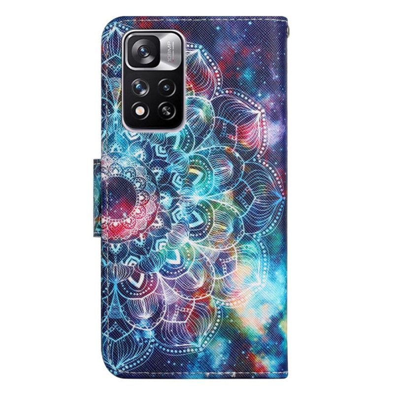 Leren Hoesje voor Xiaomi Redmi Note 11 Pro Plus 5G Met Ketting Flitsende Strappy Mandala