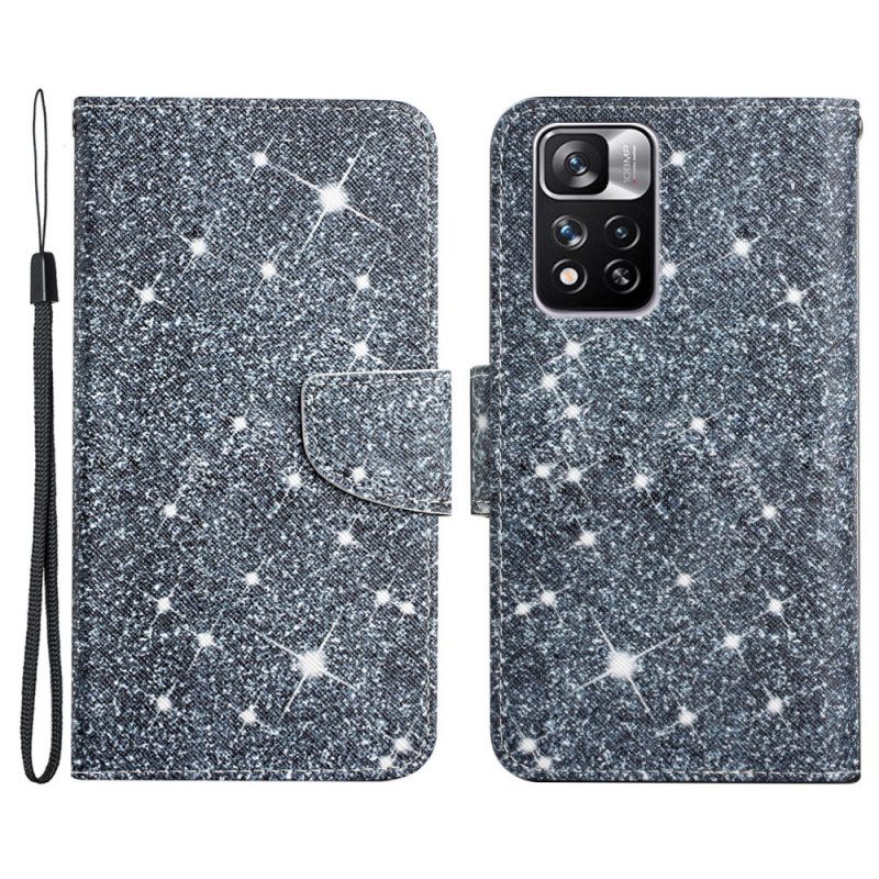 Leren Hoesje voor Xiaomi Redmi Note 11 Pro Plus 5G Met Ketting Pailletten Met Bandjes