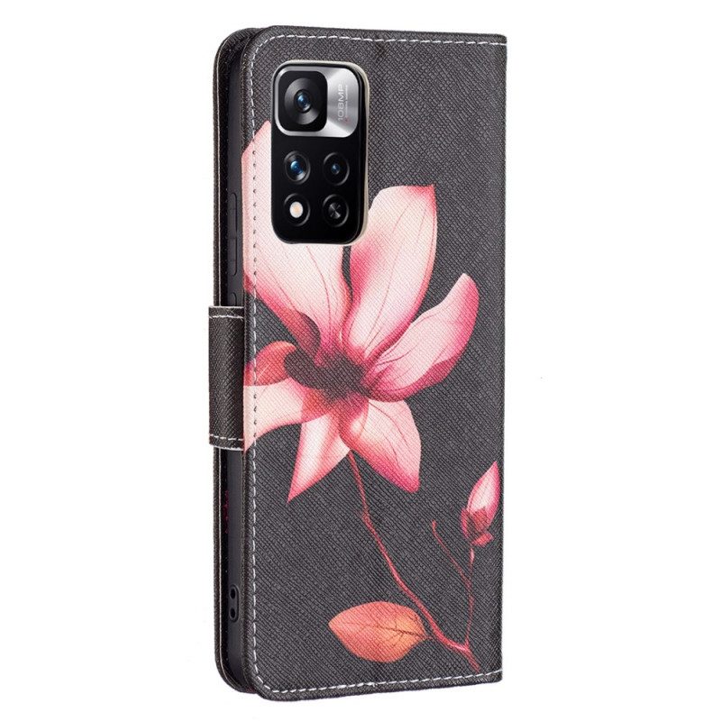 Leren Hoesje voor Xiaomi Redmi Note 11 Pro Plus 5G Roze Bloem