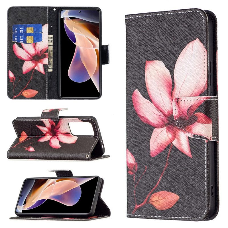 Leren Hoesje voor Xiaomi Redmi Note 11 Pro Plus 5G Roze Bloem