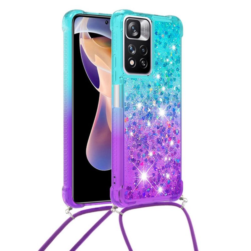 Telefoonhoesje voor Xiaomi Redmi Note 11 Pro Plus 5G Met Koord Glitter Siliconen Koord