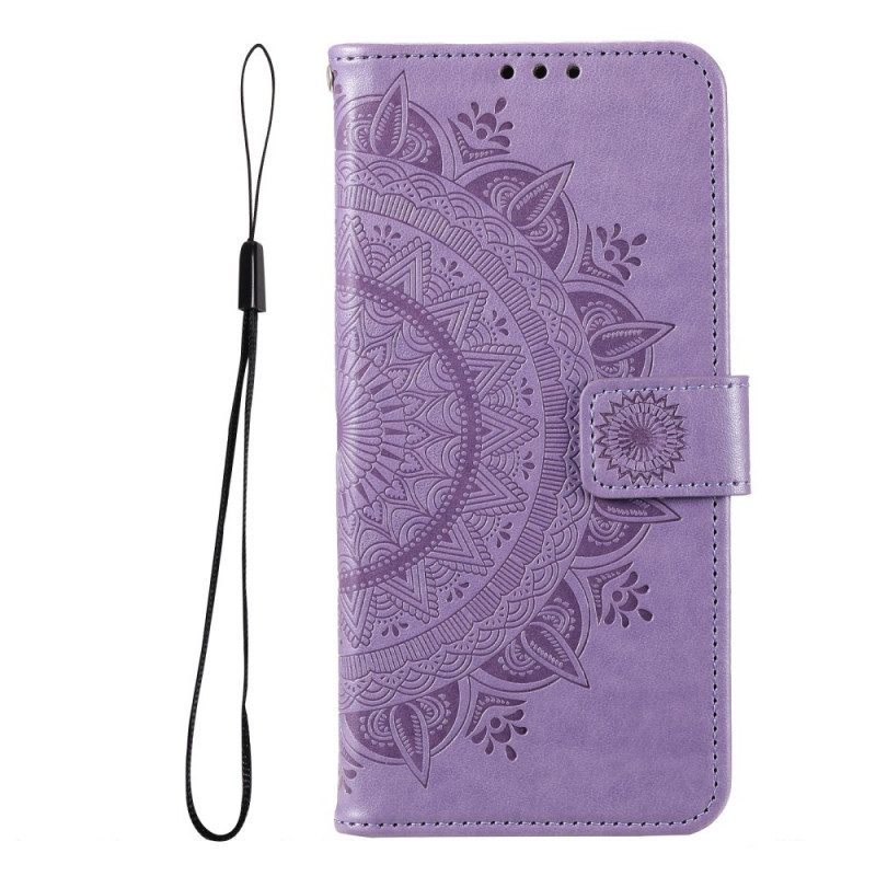 Folio-hoesje voor Poco F4 Mandala Zon Met Lanyard