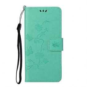 Folio-hoesje voor Honor 10X Lite Met Ketting String Vlinders En Bloemen