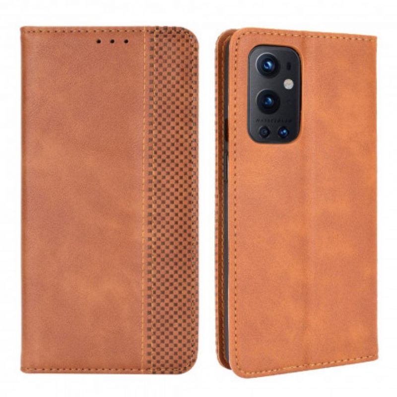 Bescherming Hoesje voor OnePlus 9 Pro Folio-hoesje Gestileerd Vintage Leereffect