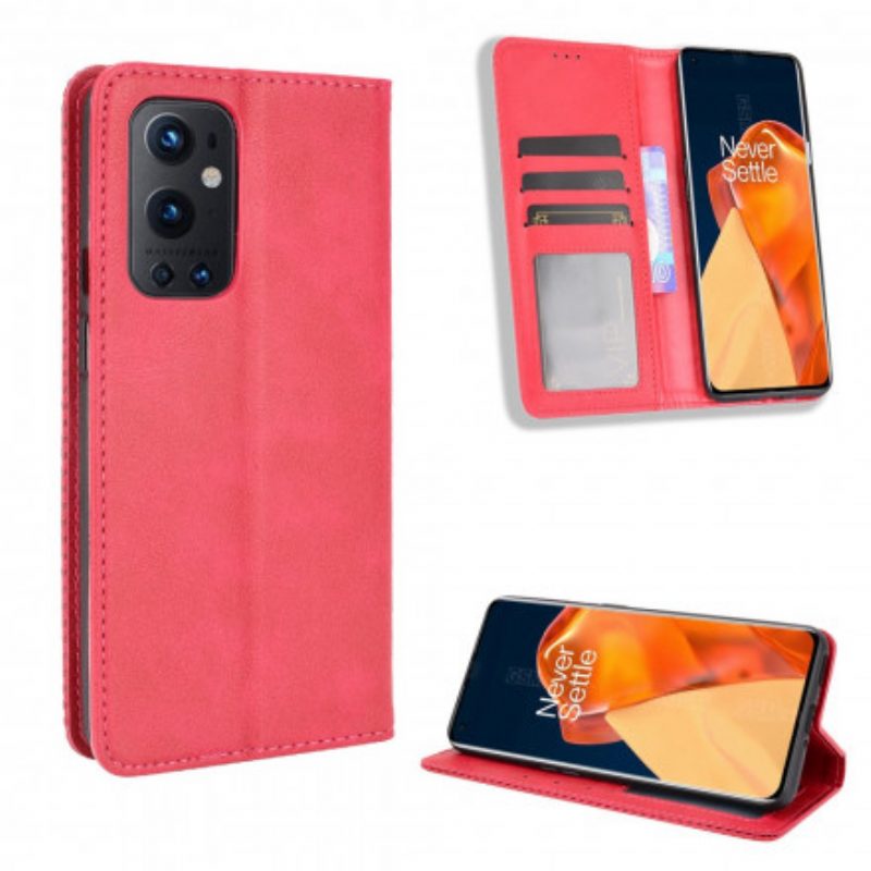 Bescherming Hoesje voor OnePlus 9 Pro Folio-hoesje Gestileerd Vintage Leereffect