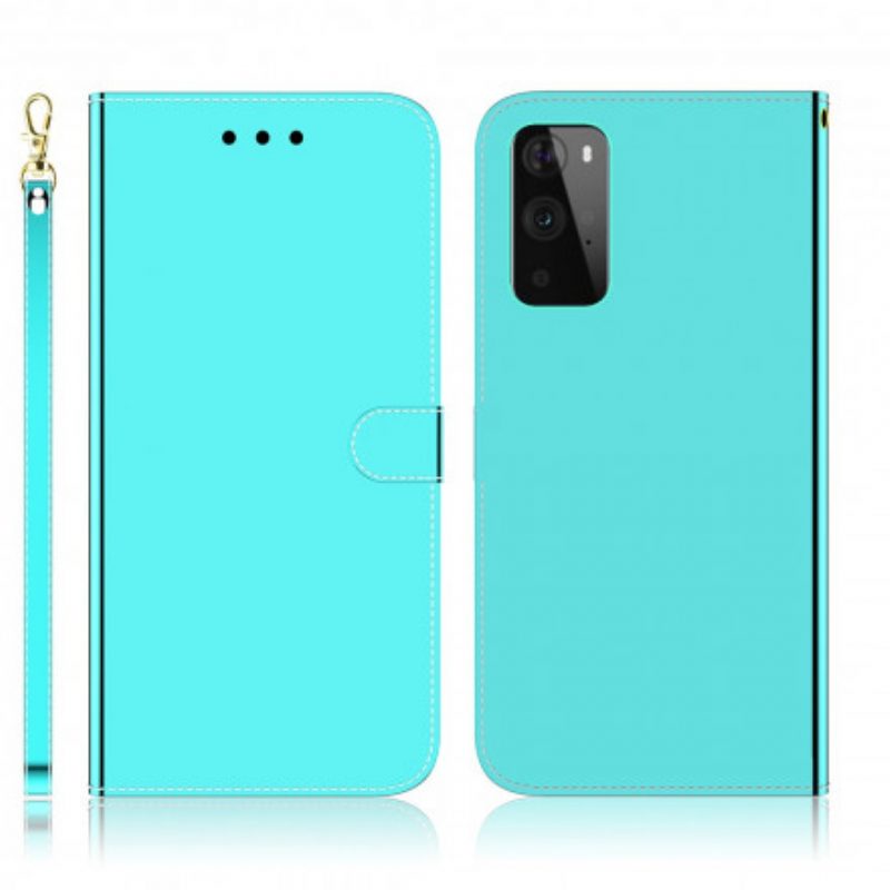 Flip Case voor OnePlus 9 Pro Spiegelhoes Van Imitatieleer