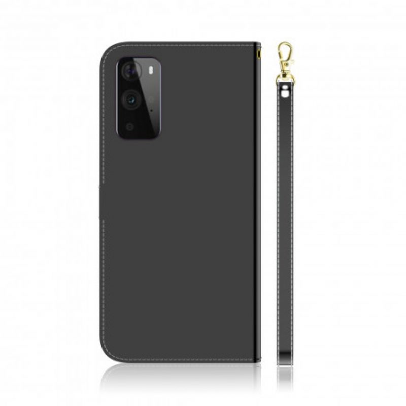 Flip Case voor OnePlus 9 Pro Spiegelhoes Van Imitatieleer