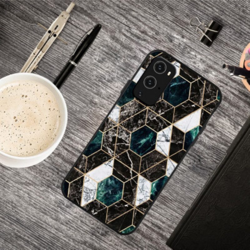 Hoesje voor OnePlus 9 Pro Kleurrijk Geometrie Marmer