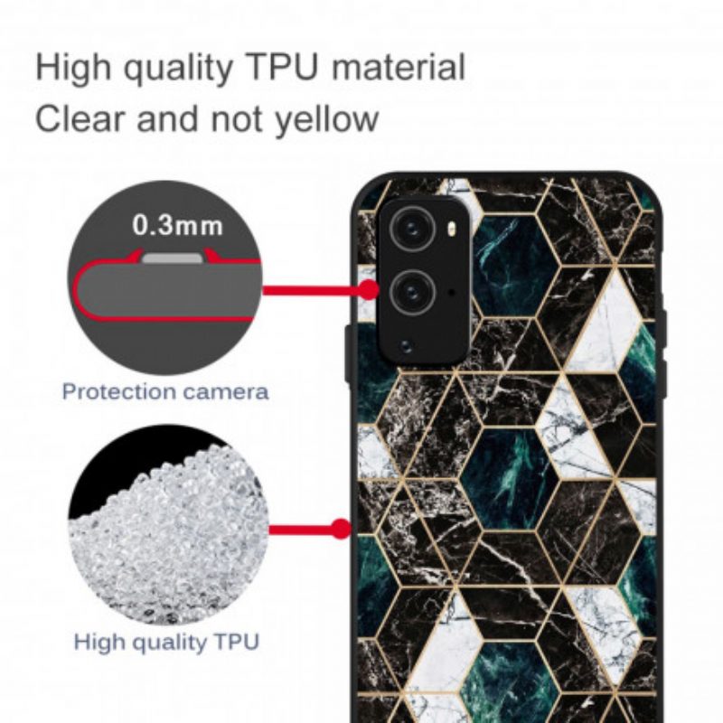 Hoesje voor OnePlus 9 Pro Kleurrijk Geometrie Marmer