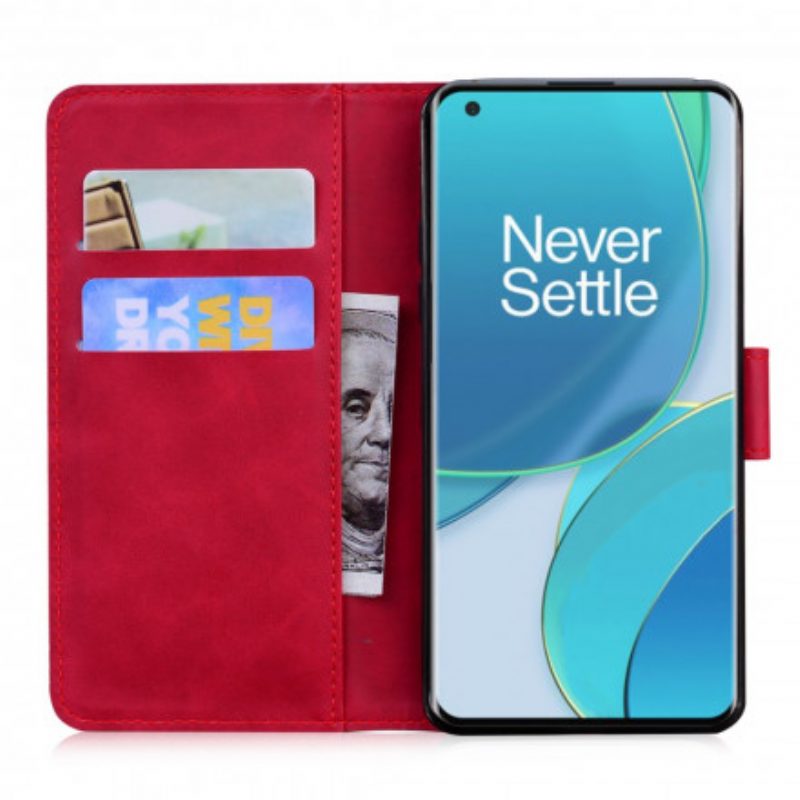 Leren Hoesje voor OnePlus 9 Pro Tijger Gezicht Afdrukken