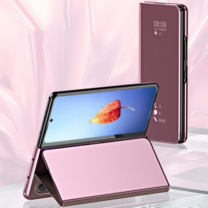 Bescherming Hoesje voor Samsung Galaxy Z Fold 4 Folio-hoesje Spiegel En Transparantie