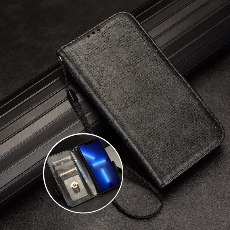 Folio-hoesje voor Samsung Galaxy Z Fold 4 Patroon Geperforeerde Driehoeken Lanyard