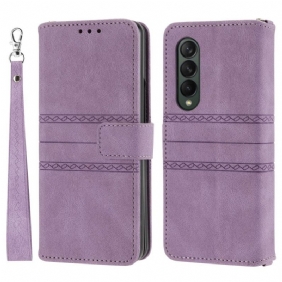 Folio-hoesje voor Samsung Galaxy Z Fold 4 Riempatroon Van Imitatieleer