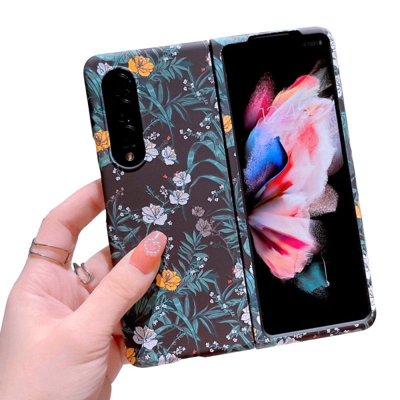 Hoesje voor Samsung Galaxy Z Fold 4 Bloemen Behang