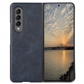 Hoesje voor Samsung Galaxy Z Fold 4 Klassieke Kunstleertextuur