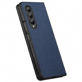 Hoesje voor Samsung Galaxy Z Fold 4 Litchi Echt Leer