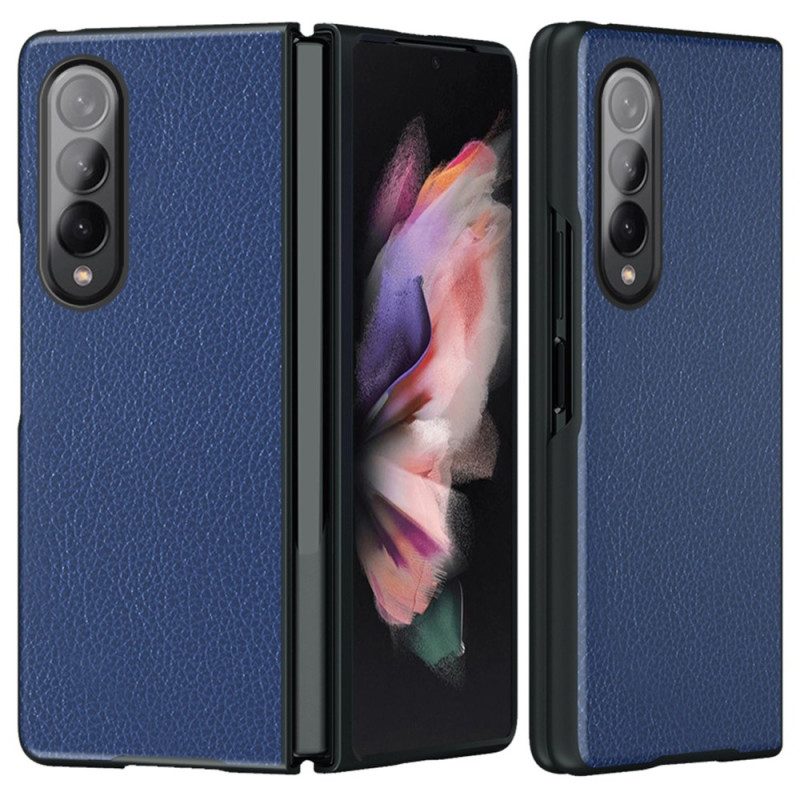 Hoesje voor Samsung Galaxy Z Fold 4 Lychee Gecoat Kunstleer