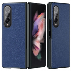 Hoesje voor Samsung Galaxy Z Fold 4 Lychee Gecoat Kunstleer