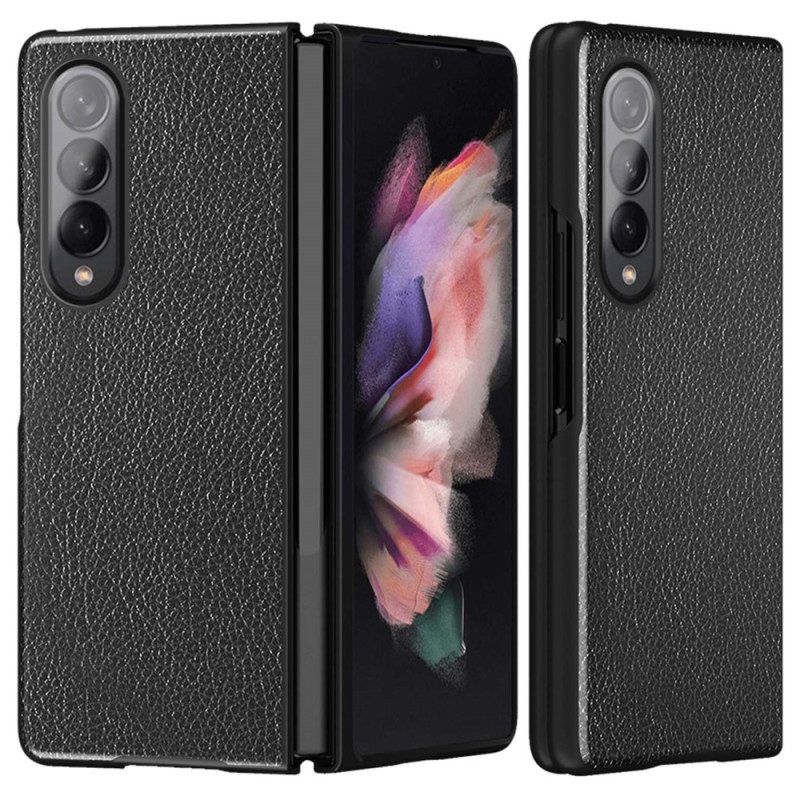 Hoesje voor Samsung Galaxy Z Fold 4 Lychee Gecoat Kunstleer