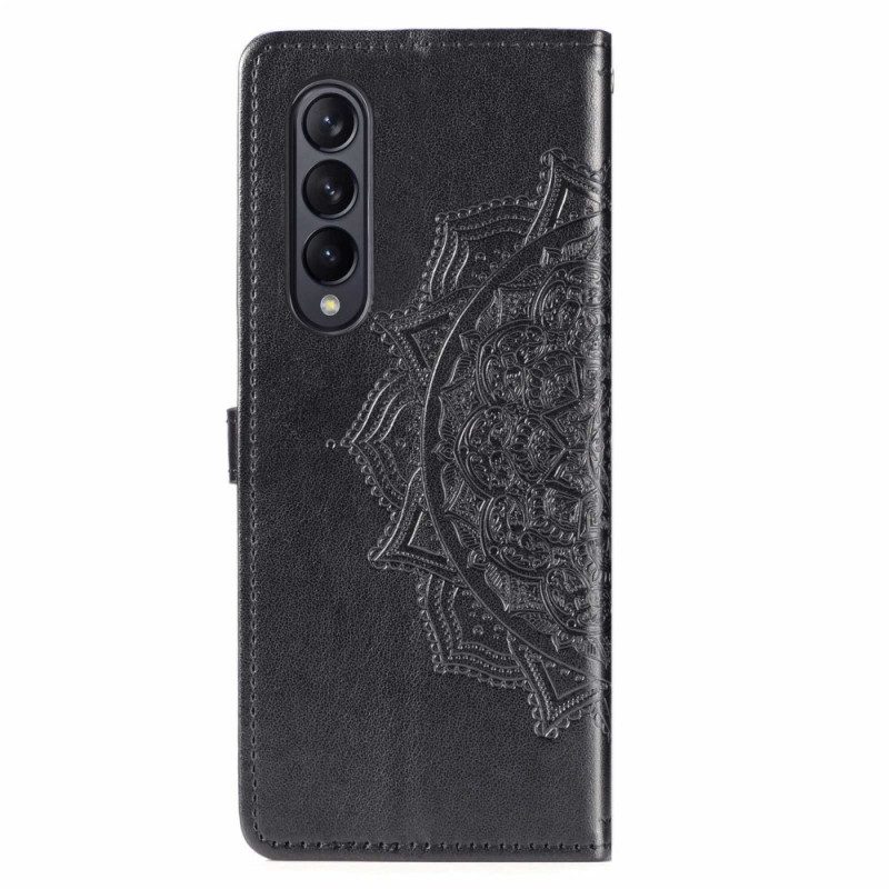 Leren Hoesje voor Samsung Galaxy Z Fold 4 Met Ketting Middeleeuwse Strappy Mandala