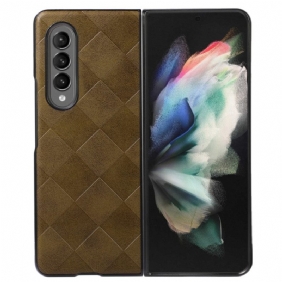 Telefoonhoesje voor Samsung Galaxy Z Fold 4 Geruit Patroon Van Imitatieleer