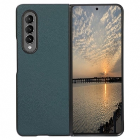 Telefoonhoesje voor Samsung Galaxy Z Fold 4 Imitatieleer Litchi Retro-effect