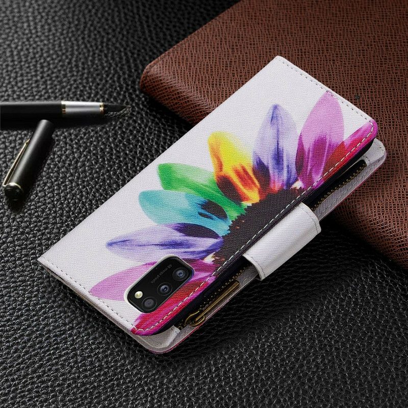 Folio-hoesje voor Samsung Galaxy A41 Bloemzak Met Ritssluiting