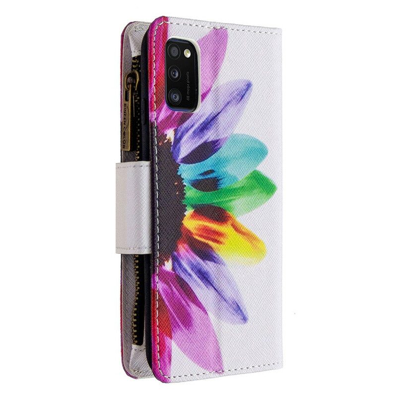 Folio-hoesje voor Samsung Galaxy A41 Bloemzak Met Ritssluiting