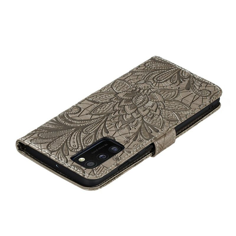 Folio-hoesje voor Samsung Galaxy A41 Met Ketting Riem Tribal Bloemen