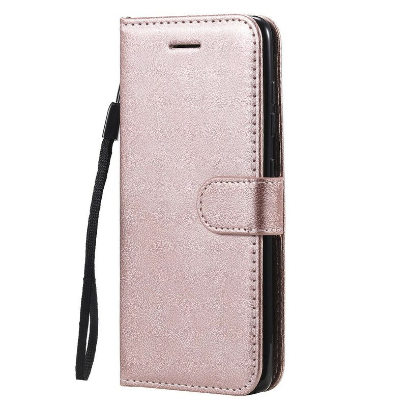 Folio-hoesje voor Samsung Galaxy A41 Met Ketting Strappy Leereffect