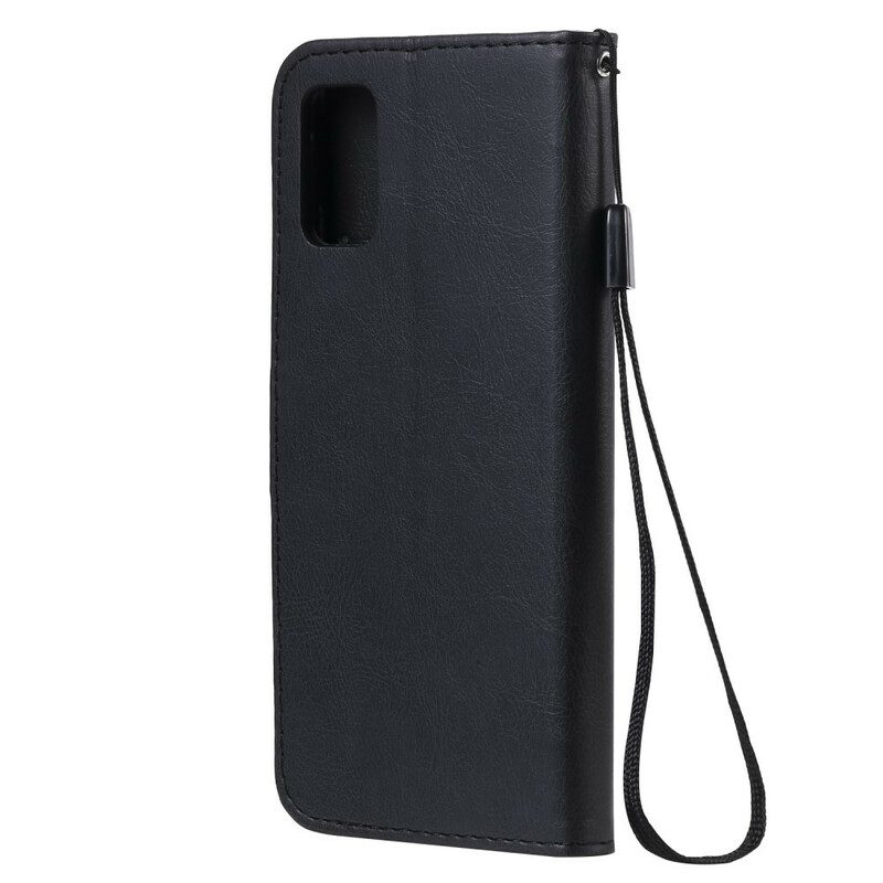 Folio-hoesje voor Samsung Galaxy A41 Met Ketting Strappy Leereffect